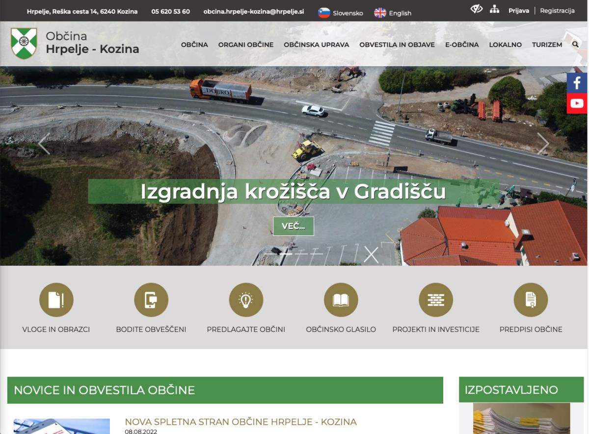 Posodobljena spletna stran Občine Hrpelje - Kozina